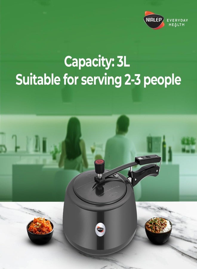 نيرليب طنجرة ضغط يدوية من الألومنيوم المؤكسد الصلب من نيرليب نوتري هيلث سعة 3 لترات بغطاء داخلي - Image 5